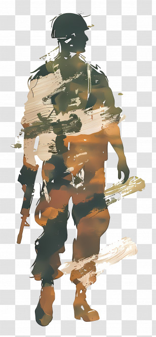Soldier - Silhouette Of A Soldier In Camouflage Transparent PNG