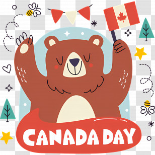 Canada Day - Canada Day Bear Holding Flag Transparent PNG