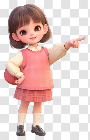 Girl Pointing - Cute Girl In Pink Outfit Pointing Transparent PNG