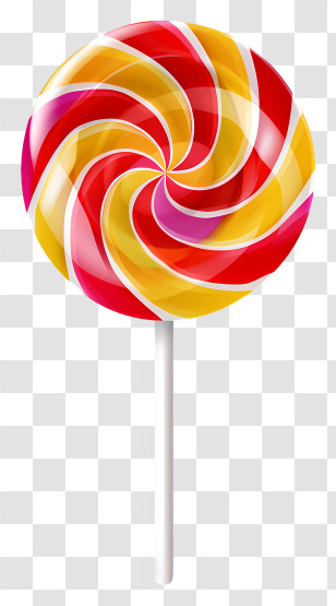 Lollipop - Red And Yellow Swirl Lollipop Candy Transparent PNG