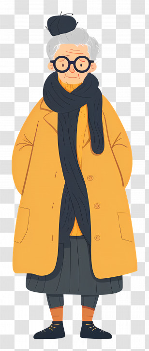 Old Woman - Grandmother With Glasses And Coat Transparent PNG