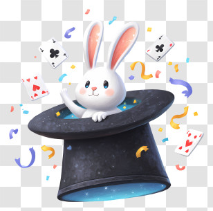 Magic Hat And Rabbit Surprise - Cute White Rabbit Popping From Hat Transparent PNG
