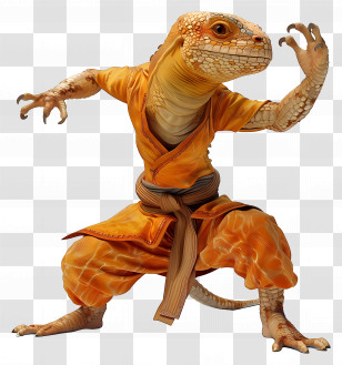 Kungfu - Lizard Warrior In Martial Arts Pose Transparent PNG