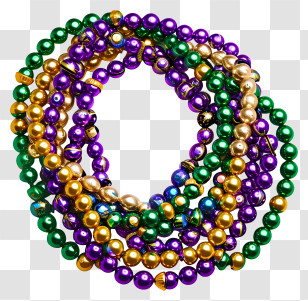 Mardi Gras Beads - Colorful Mardi Gras Beads In Purple, Green, And Gold Transparent PNG