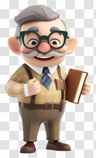 Old Man Cartoon - Old Man Cartoon Character With Book Transparent PNG