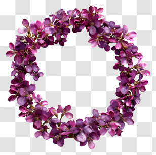 Flowers Circle - Purple Flower Wreath With Soft Petals Transparent PNG