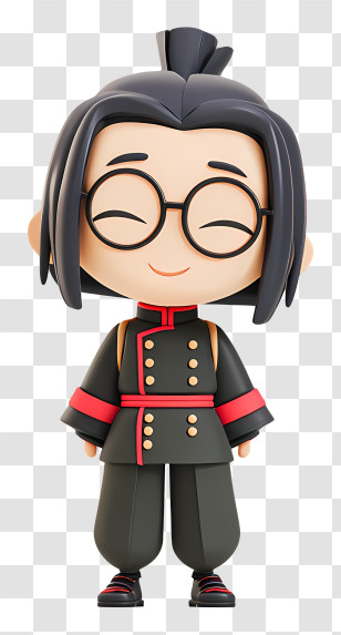Kawaii Character - Smiling Chibi With Round Glasses Transparent PNG