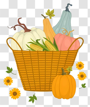 Harvest Basket Arrangement - Autumn Harvest Basket Illustration Transparent PNG
