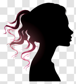 Realistic 3d Women Side Face Silhouette - Silhouette Of Woman With Wavy Hair Transparent PNG