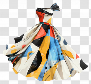 Wedding Party Dress - Colorful Patterned Dress Transparent PNG