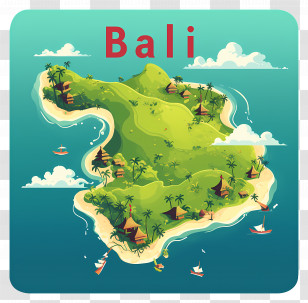 Bali Island - Illustrated Map Of Bali Island Transparent PNG