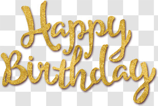 Birthday - Golden Happy Birthday Text Transparent PNG