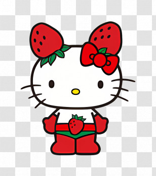 Ichigoman - Strawberry Cat Cartoon Character Transparent PNG