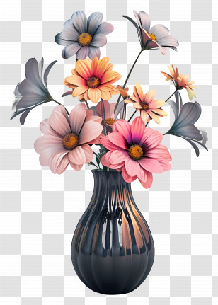 Flowers In Vase - Elegant Floral Bouquet In A Vase Transparent PNG