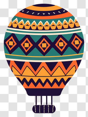 Cartoon - Colorful Patterned Hot Air Balloon Transparent PNG