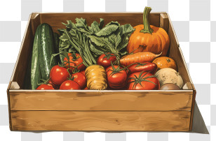 Vegetable Box - Wooden Crate Filled With Fresh Vegetables Transparent PNG