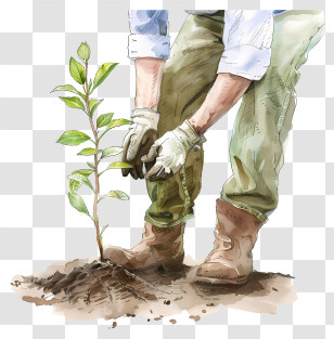Tree Planting - Gardener Planting A Young Tree Transparent PNG