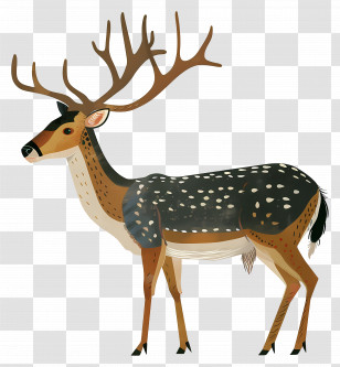 Deer - Elegant Spotted Deer Illustration Transparent PNG