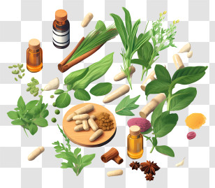 Herbs - Herbs, Pills, And Essential Oils For Natural Remedies Transparent PNG
