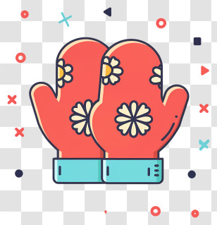 Red Mitts - Patterned Mittens For Winter Transparent PNG