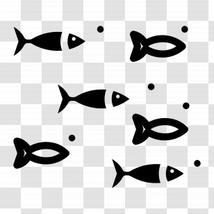 Fish - Black Fish Shapes And Dots Minimalist Illustration Transparent PNG