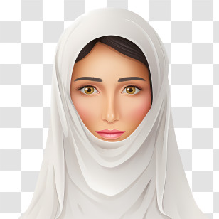 Woman With Veil - Traditional Woman In White Hijab Transparent PNG