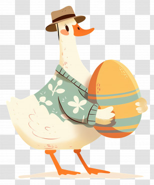 Goose Carrying Egg - Cartoon Duck With Easter Egg Transparent PNG