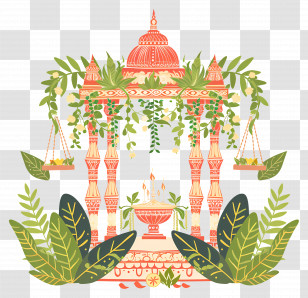 Hindu Wedding - Beautiful Temple With Greenery Transparent PNG