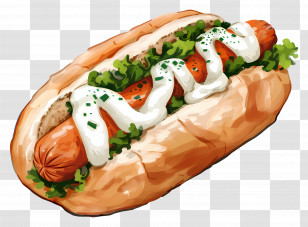 Hot Dog - Delicious Hot Dog With Toppings Transparent PNG