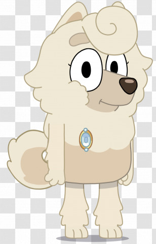 Bluey - Cartoon Fluffy White Dog With Accessory Transparent PNG