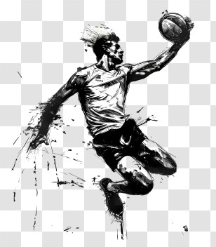 Volleyball Player - Dynamic Basketball Player Sketch In Motion Transparent PNG