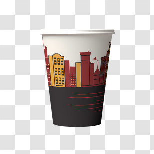 Paper Cup - Cityscape Design On Coffee To-Go Cup Transparent PNG