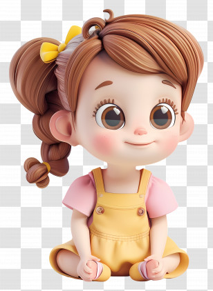 Baby Girl - Cute Cartoon Girl Sitting Happily Transparent PNG