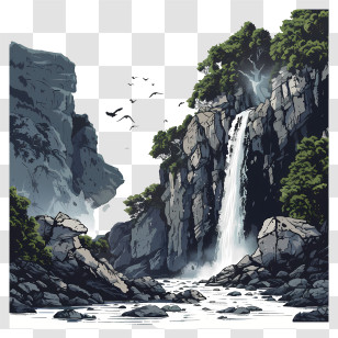 Sutherland Falls - Beautiful Waterfall In Nature Transparent PNG