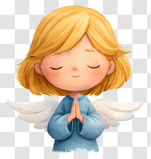 Angel Child - Praying Angel With Wings Transparent PNG