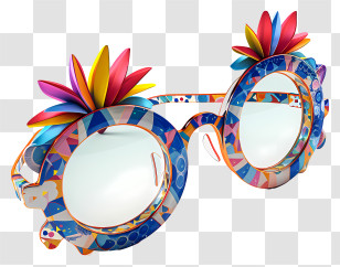 Carnival - Floral Pattern Glasses With Colorful Design Transparent PNG