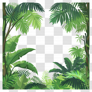 Jungle Background - Tropical Leaves Border Frame Design Transparent PNG