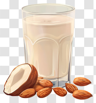 Almond - Glass Of Almond Milk With Nuts Transparent PNG