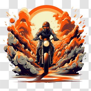 National Motorcycle Ride Day - Dynamic Motorcyclist With Smoke Trails Transparent PNG