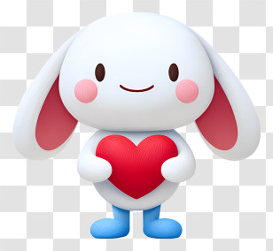 Cinnamoroll With Heart - Cute White Bunny Holding A Heart Transparent PNG