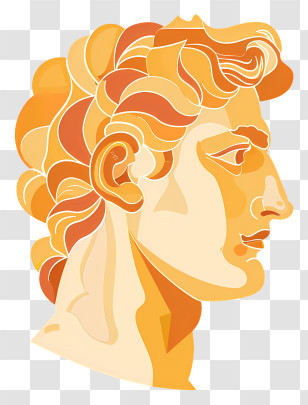 Statue - Classical Statue Head In Orange Tones Transparent PNG