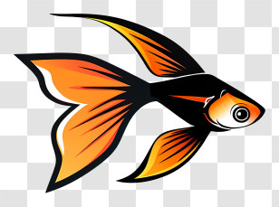 Guppy - Vibrant Goldfish Illustration In Cartoon Style Transparent PNG