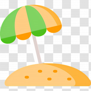 Summer Vacation - Green And Yellow Beach Umbrella On Sand Transparent PNG