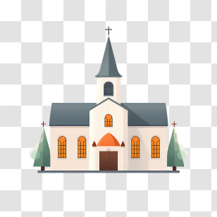 Church - Beautiful Church With Illuminated Windows Transparent PNG