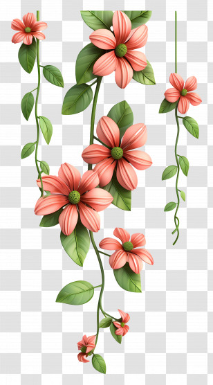 Flower Hanging Plant - Pink Flowers On Vines Transparent PNG