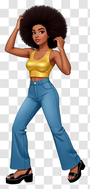Fashion Woman - Stylish Woman In Yellow Top And Jeans Transparent PNG