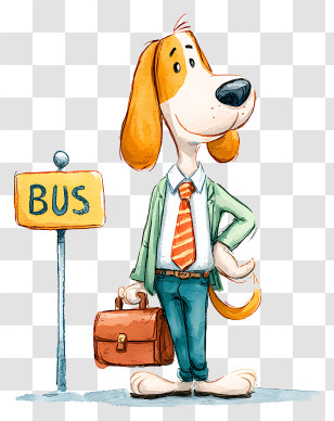 Waiting At Bus Stop - Dog Waiting At Bus Stop Transparent PNG