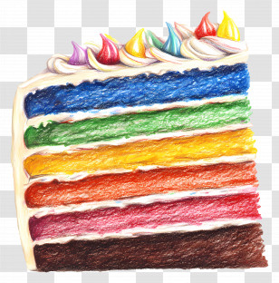 Cake Drawing - Colorful Rainbow Layer Cake Transparent PNG