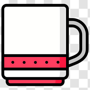 Kitchen Icon - White Mug With Red Stripe Transparent PNG