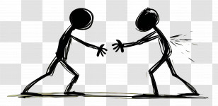 Stick Figure Fighting - Abstract Stick Figures Engaging In Gesture Transparent PNG
